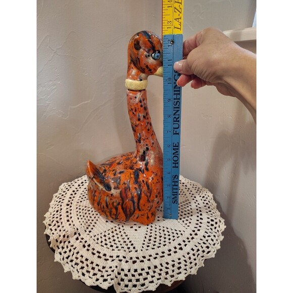 Handmade Speckled Duck Decanter Orange With Multicolor Spots Duck Collector - Picture 10 of 12